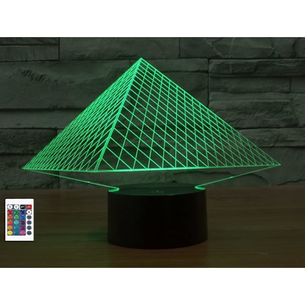 3D Pyramid Fjärrkontroll 16 Färger Nattlampor Illusion Akryl LED Bord Sänglampa Barn Sovrum Skrivbords Dekoration Födelsedagspresenter Leksak för Barn
