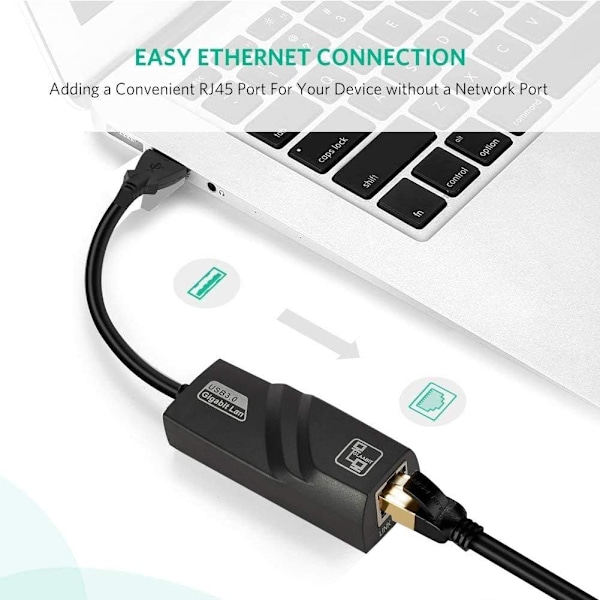 USB 3.0 Gigabit Ethernet 10/100/1000 Mbps RJ45 LAN-nettverksadapter for PC Mac
