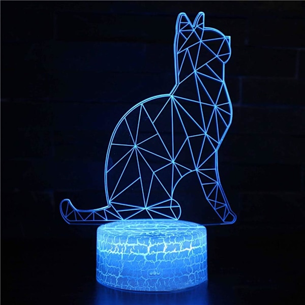 3D Night Light Cat Series Acrylic Flat Colorful Changing Illusion Lights Birthday Festival Christmas,B