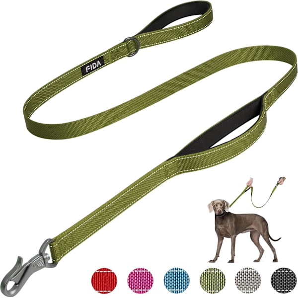 4 FT Heavy Duty Hundeleine med 2 komfortable polstrede håndtak, trafikkhåndtak og avansert enkel snapkrok, reflekterende gåledning for store, mellomstore og små hunder Green4FT 4 Feet (Pack of 1)