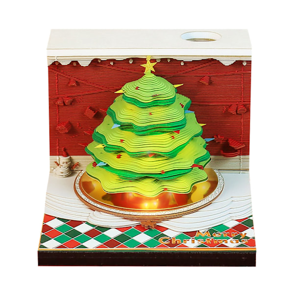 Julgran 3D Memo Block Innovativ Pappersnideri Konst 3D Sticky Notes Snideri Konst Anteckningsblock