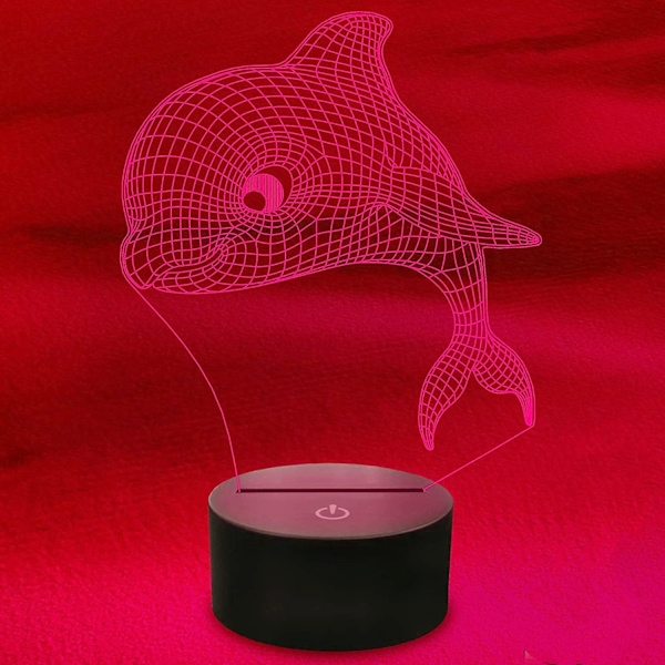 3D Delfin Fisk Natlampe Bordsklampe Optisk Illusion Lamper 7 Farveskiftende Lys LED Bordlampe Julegave Hjem Kærlighed Fødselsdag Børn Dekoration Legetøj Gave