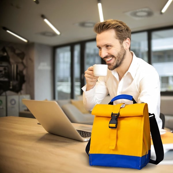 Isolert lunsjpose Rolltop lunsjboks Tote lunsjpose for kvinner, menn, gutter og jenter (gul) Yellow