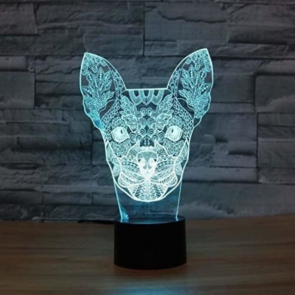 3D Chihuahua Hund Fjernkontroll 16 Farger Nattelysbilder Illusions Akryl LED Bord Nattbord Lampe Barn Soverom Skrivebord Dekor Bursdagsgaver Leke