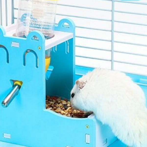 Hamster Vattenflaska Stativ, Smådjur Vatten Dispenser Dricka med Flaska Mat för Dvärghamster Mus Råtta Igelkott