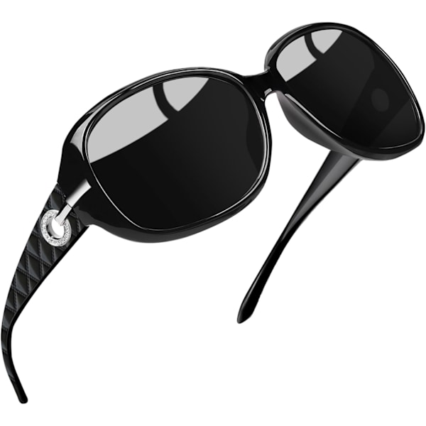 Jackie solbriller Oversized Shades til kvinder Trendy store rektangulære solbriller UV-beskyttelse solbriller shiny Black Gray