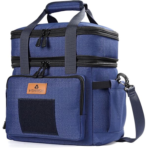 Taktisk lunchlåda, expanderbar isolerad stor lunchväska, kraftig vattentät läckagesäker kylväska för vuxna/män/arbets utomhus picknick dagsutflykter, 2 Blue 15L