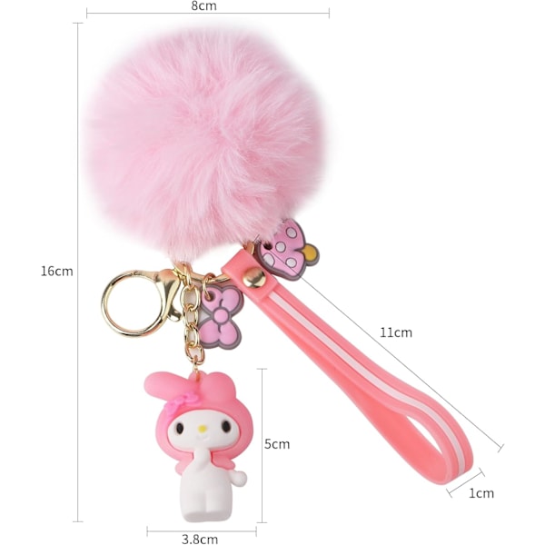 Söta nyckelringar för flickor, Kawaii bilnyckelringstillbehör, nyckelplånbokshandväskberlocker för kvinnor Pink1