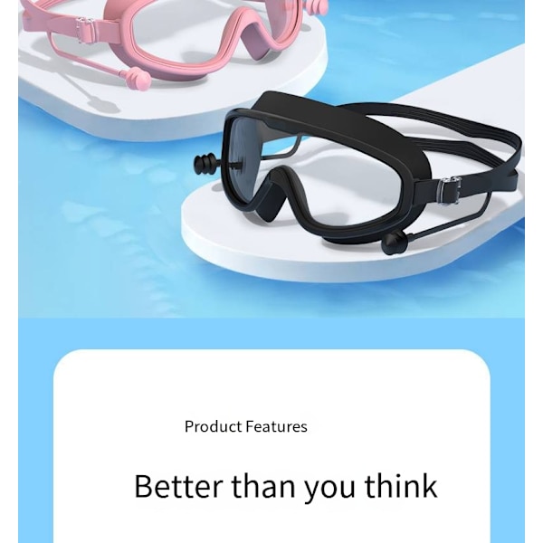 Vuxen Stora Ram Simglasögon Vattentäta Anti-imma HD Simglasögon En-delad Öronpropp Silikon Barn Simglasögon Pink white-boxed adult