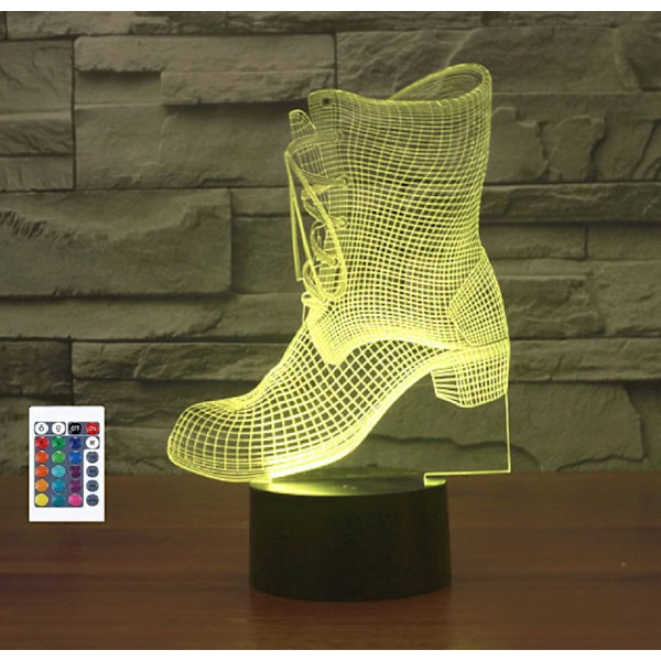 3D Stövlar Fjärrkontroll 16 Färger Nattlampor Illusion Akryl LED Bord Sänglampa Barn Sovrum Skrivbordsdekoration Födelsedagspresenter Leksak för Barn