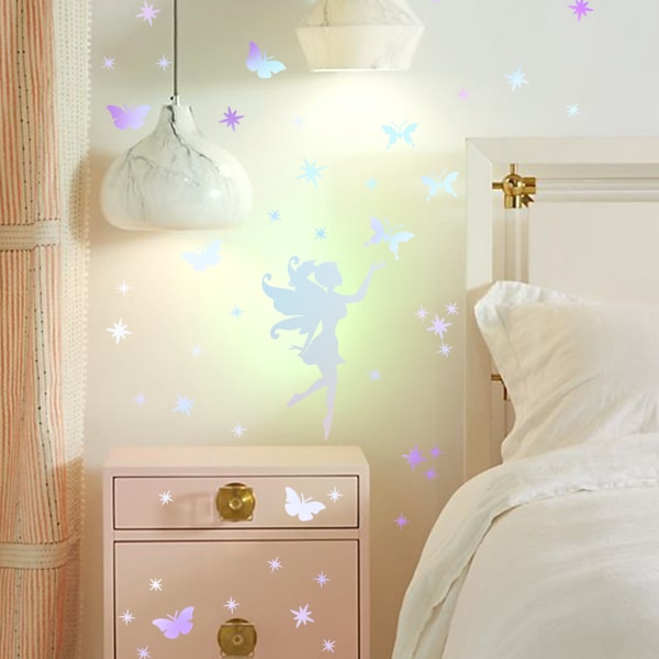 Valoisat DIY-seinätarrat Vihreä keijuenkeli tähti perhonen seinätarra  Makuuhuoneen olohuoneen koristeet lasten seinätarrat f043 | Fyndiq