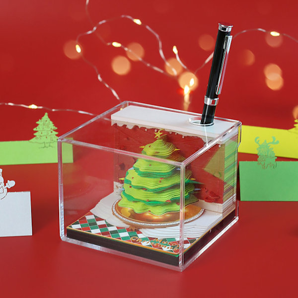 Julgran 3D Memo Block Innovativ Pappersnideri Konst 3D Sticky Notes Snideri Konst Anteckningsblock