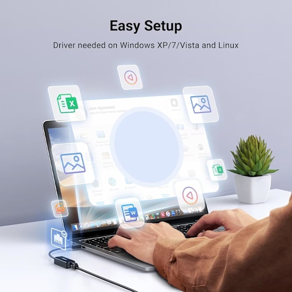 UGREEN USB-A till Ethernet-adapter, 10/100 Mbps nätverksadapter, RJ45 trådbunden LAN-internet-adapter för bärbar dator PC svart