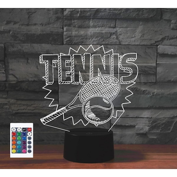 3D Tennis Fjärrkontroll 16 Färger Nattlampor Illusion Akryl LED Bord Sänglampa