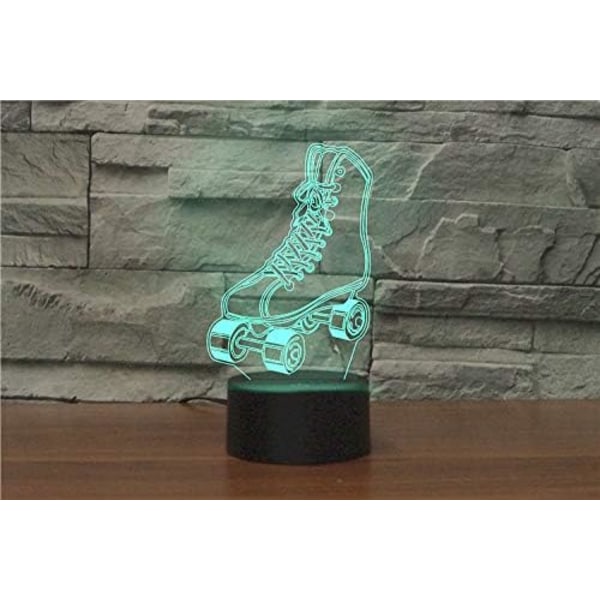 3D Rullskridsko Skor Fjärrkontroll 16 Färger Nattljus Illusion Akryl LED Bord Sängbord Lampa Barn Sovrum Skrivbords Dekoration Födelsedagspresenter Leksak