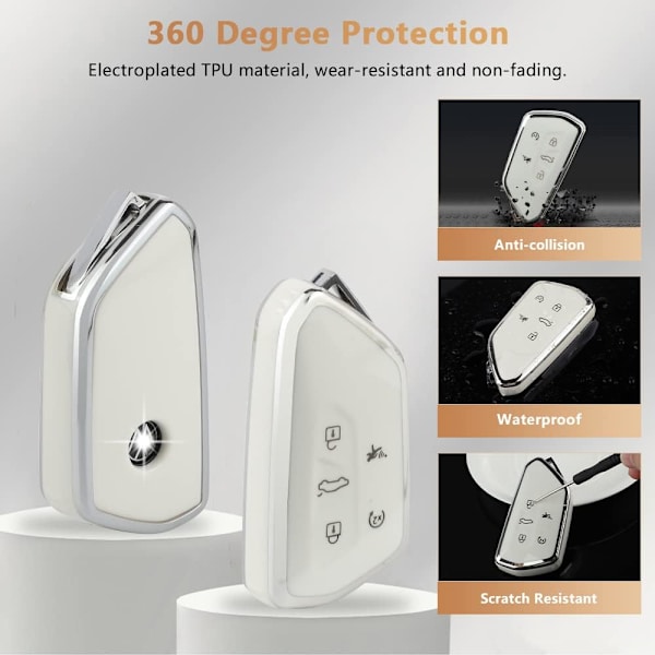 PIFOOG Nyckelringsskydd för VW Volkswagen ID4 Golf GTI R 2022 2023 Tillbehör TPU 5 Knappar Bilnyckelfodral Skal Protector Bling Nyckelring Girly Kvinnor
