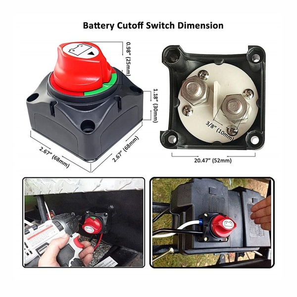 Batteriströmbrytare 12-48V Vattentät Heavy Duty Power Huvudströmbrytare frånkopplingsisolator för bilfordon RV och marinbåt (På/Av)