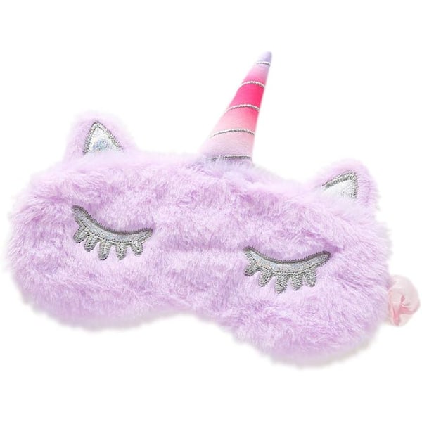 Söpö Kanin Unisilmänaamio Pehmoinen Silmälappu Matka Uninaamio Erittäin Pehmeä Hauska Silmäsuoja Lapsille Tytöille ja Aikuisille (Violetti Yksisarvinen)