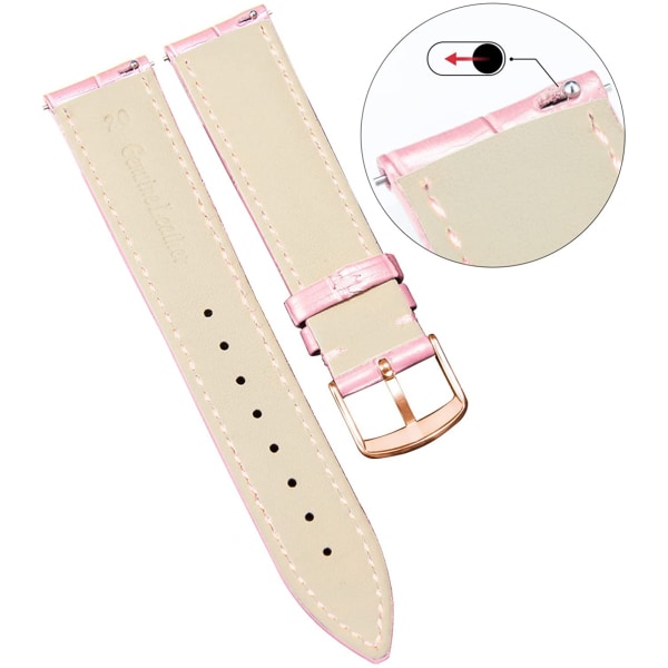 AVEKI Äkta läderersättningsarmband för klocka, flerfärgat, vattentätt för män och kvinnor, GR-rosa (15 mm)