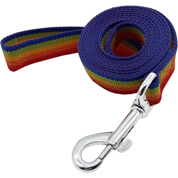 Nylon Hundetreningsbånd, Trekktau, 4Ft /5 fot /6 fot langt, 5/8 tommer 3/4 tommer 1 tomme bredt, for små og mellomstore hunder (1'' x 8 FT, Regnbue) Rainbow8FT 1'' x 8 FT