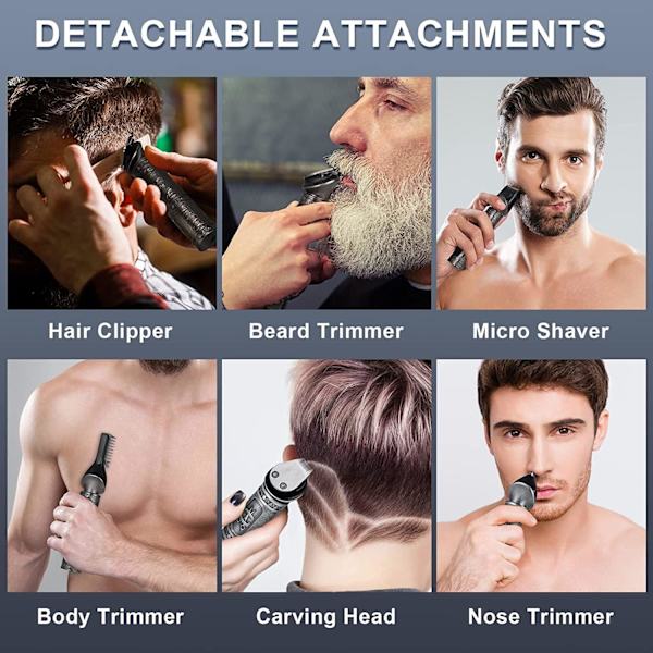 Skäggtrimmer Kit för Män Professionell Hårklippare Trimmer T-Blad Trimmer Nästrimmer Skägg Hår Rakapparat Nästrimmer Hårklippningskit Kroppsvård