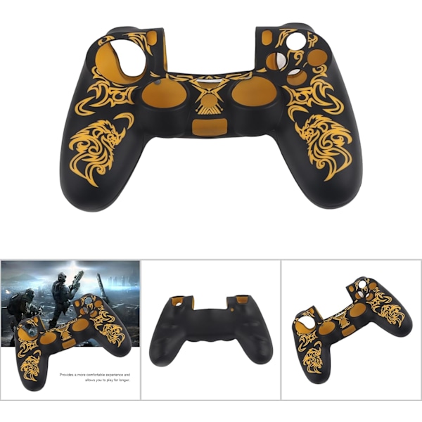 Game Controller Skin Grip Cover Case, Blødt Silikon Cover, Skin Grip Shell Cover til PlayStation 4 PS4 Controller Black-Yellow