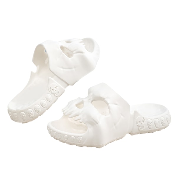 Herr Skull Slide Tofflor EVA Tjock Sula Antihalk Mjuka Skull Slide Tofflor för Sommar Utomhus White 40/41