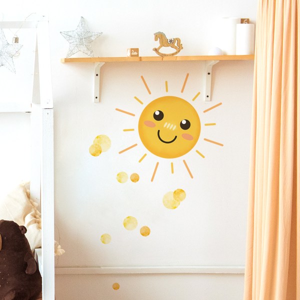 Sarjakuva Auringon seinätarrat Tarra Sisustus Taide Peel ja Stick Wall Art Tarra Sisustus Lastenhuoneet Taaperot Teinit Makuuhuone Olohuone