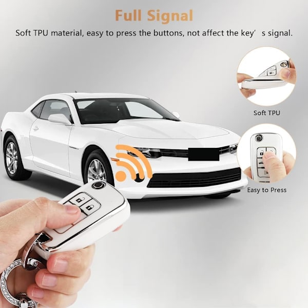 Nøkkelringdeksel for Chevy 5-knappers nøkkelveske skallbeskytter TPU myk bling bilnøkkelring tilbehør passer for Equinox Cruze Malibu Camaro Sonic Trax søt