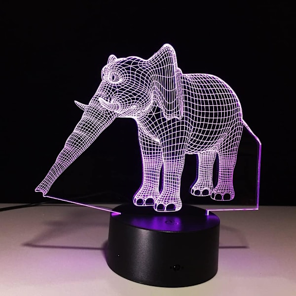Elegant Elefantlampa Fantastisk 3D Illusion LED Nattlampa med 7 Färger Lampa Som Heminredning Söta Gåvor för Pojkar Flickor