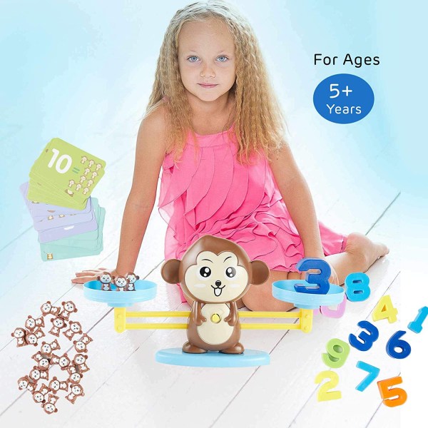 Monkey Balance Counting opettava matemaattinen lelu tytöille ja pojille, STEM-lelut 4 5 6 7 8 ikäisille, lasten numeropeli