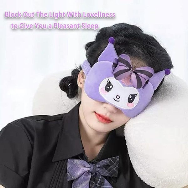 Kawaii Søvnmaske til Piger & Dame Søvnmaske Sød Tegneserie Blød Plys Øjenmaske Hovedbånd Børn Øjenskygge Fødselsdag Julegaver