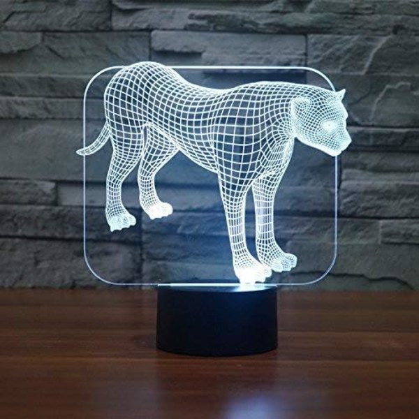 3D Leopardskelett Handskar Fjärrkontroll 16 Färger Nattlampor Illusion Akryl LED Bord Sängbordlampa Barn Sovrum Skrivbordsdekoration Födelsedagspresenter Leksak