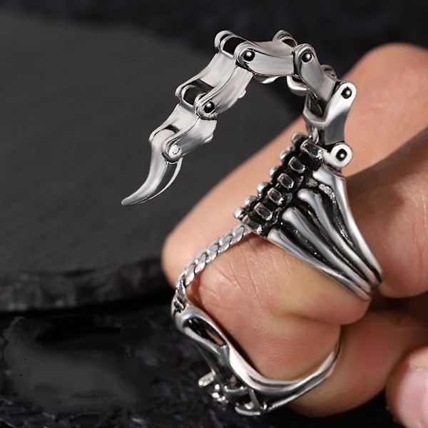 Silver Scorpion Ring Gothic Knuckle Joint Finger Ring Punk Rock Hinged Activity Rings Halloween Cosplay Kostym Tillbehör