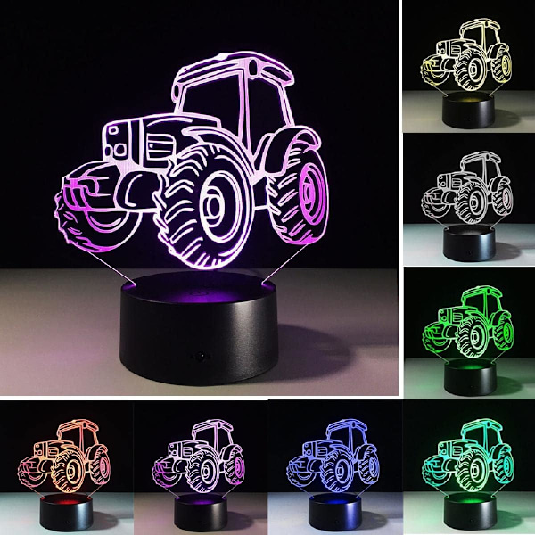3D Stereoskopisk Effekt Illusions Nattlys 7 Fargeendring LED Skrivebordslampe Berøringsbryter Romdekor Gavetilbehør