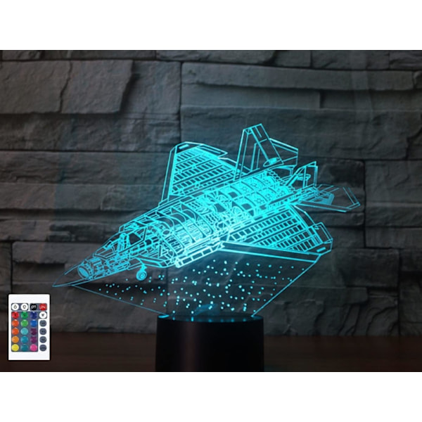 3D Flygplan Fjärrkontroll 16 Färger Nattlampor Illusion Akryl LED Bord Sänglampa Barn Sovrum Skrivbordsdekoration Födelsedagspresenter Leksak för Barn
