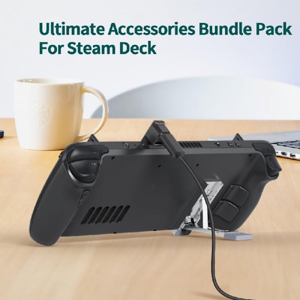 Steam Deckille sopiva 2-in-1-jatkoliitin Oikean kulman Type-C USB C -sovitin Uros-naaras Pelikonsolin lisävaruste