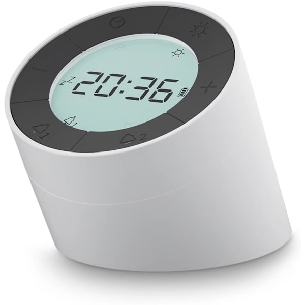 Reversibel digital väckarklocka med nattlampa för sovrum (vit) White