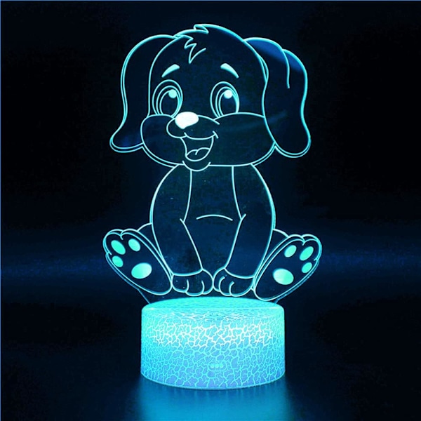3D Hund Nattlampa Bordsskiva Optisk Illusion Lampor 7 Färgväxlande Ljus LED Bordlampa Jul Hem Kärlek Födelsedag Barn Barn Dekoration Leksak Present
