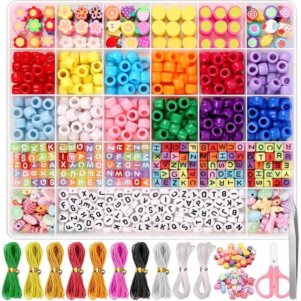 Perle armbånd lage kit, perle sett for armbånd lage med ponni perler, polymer leire perler, sjarm perler, bokstav perler for armbånd og smykker