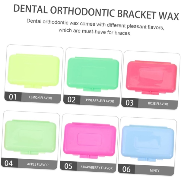 WJ 30 lådor Brace Irritation Falsk Container Praktiska tillbehör för ortodonti Resevax Färgade fästen för lugnande lättnad Assorted Colorsx3pcs 5.5x3.5x0.8cmx3pcs