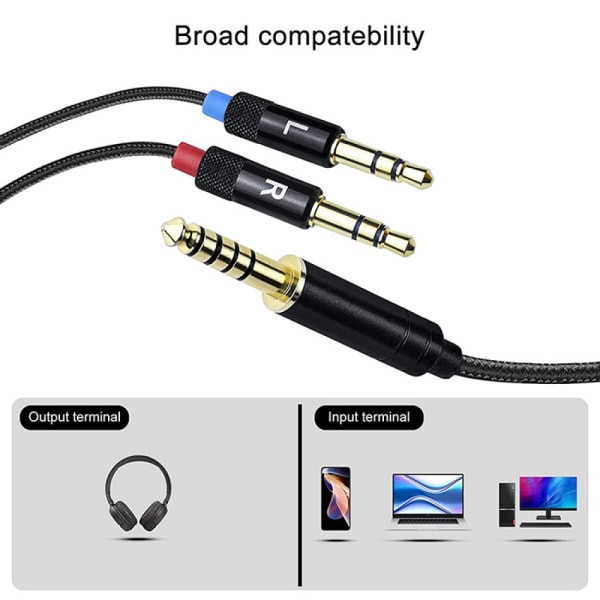 For OKCSC 4.4mm oppgraderingskabel for Hifiman Sundara/ANANDA-BTHE4XX/HE-400i/560/OneOdio Pro-10 hodetelefoner Gullbelagt Dual 3.5mm Jack Male C