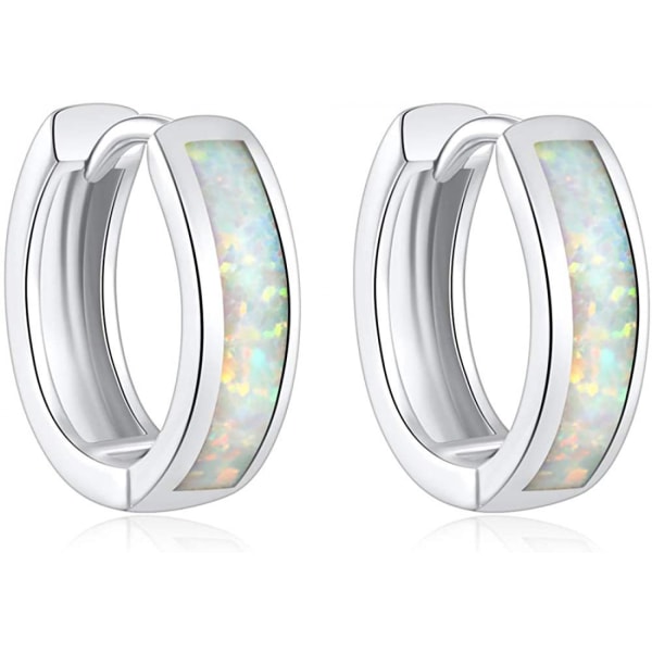 Opal Hinged Hoop Earrings Gold Plated Hypoallergenic Small Hoop Earrings for Women  Girls Men  --- White