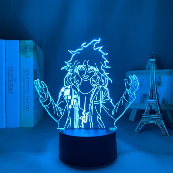 Akryl 3D Illusion Lampe Anime Nagito Komaeda 7/16 Farveskiftende Fjernbetjening Led Natlampe Lampe til Soveværelsesdekoration Børns Fødselsdagsgave