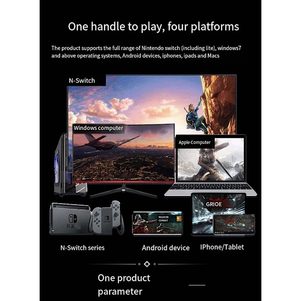 Til Nintendo Ns Switch Pro Håndtag Apple Computer Trådløs Bluetooth Mobiltelefon 2.4G Spilhåndtag White