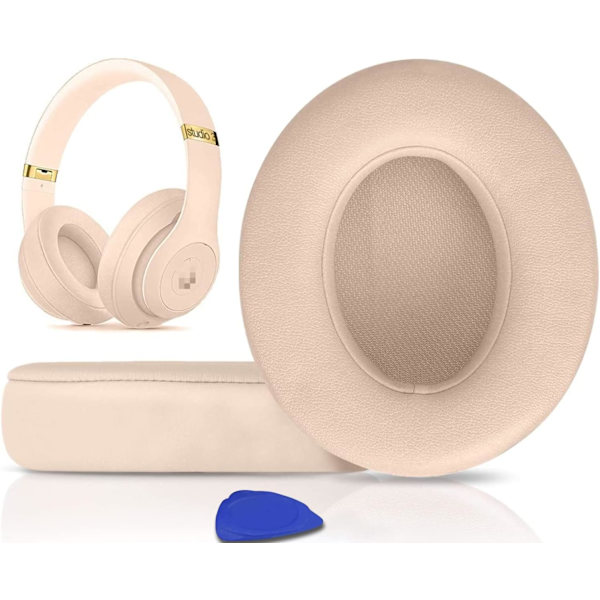 Professionella utbytesöronkuddar, öronkuddar kompatibla med Beats Studio 2.0 & 3 med kabel/trådlös med mjukt proteinläder/brusreducerande minneskum