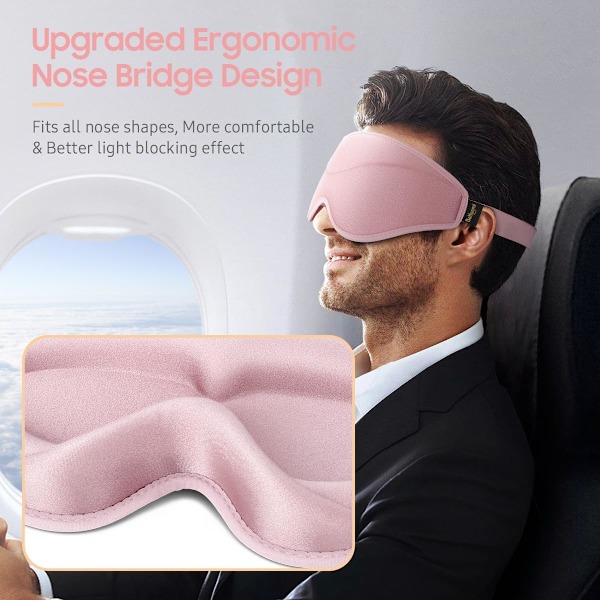 Sovmask, Premium Ögonmask för Sömn, Totalt Mörkläggande, Supermjuk Komfort, Justerbar Passform, Uppgraderad 3D Ergonomisk Design Sleepi