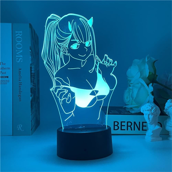 3D Illusionslampe Zero Two 02 Anime RGB 16 Farger med Fjernkontroll LED Nattelys Barn Jenter Soverom Dekor Sengelampe