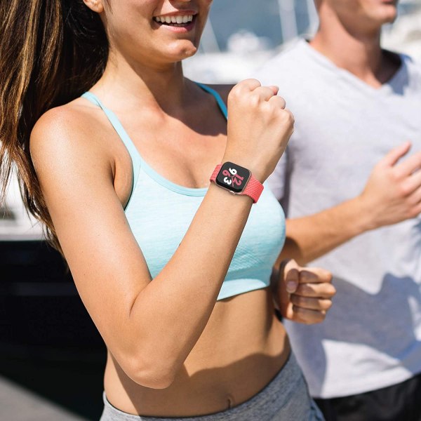Silikoninen yksinauha, yhteensopiva Apple Watch -rannekkeen kanssa 38mm 40mm 41mm 42mm 44mm 45mm, joustava silikoni punottu elastinen urheiluranneke iWatch-sarjalle