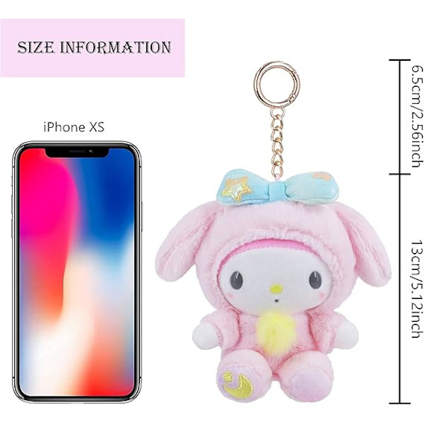 Anime My Melody Nøkkelring Plussj Kosedyr Nøkkelring Kawaii Tegneserie Nøkkelring Veske Henger for Gutter og Jenter 5.11 tommer
